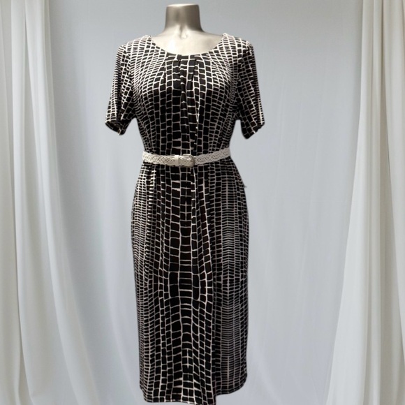 🆕Black and White Sheath Midi Dress - Picture 2 of 13